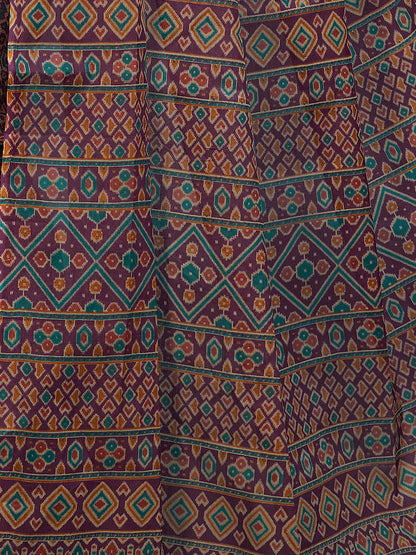 PANETAR Purple Printed Pure Cotton Saree