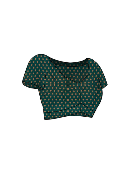 PANETAR Green Printed Pure Cotton Saree