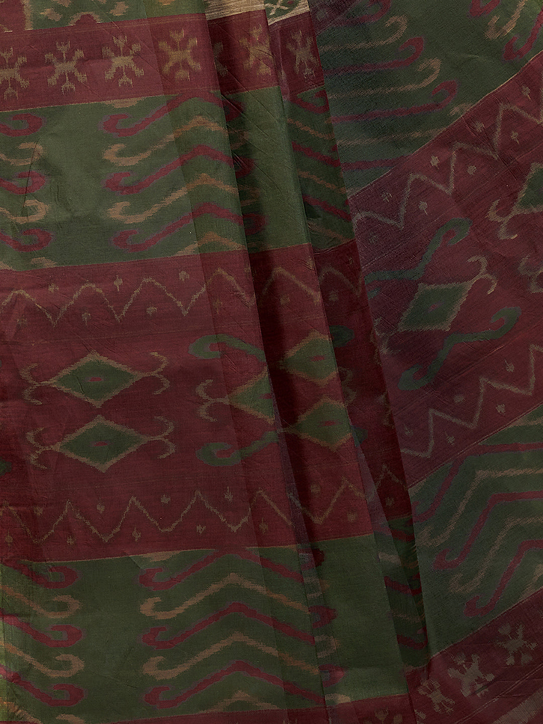 PANETAR Green Printed Pure Cotton Saree