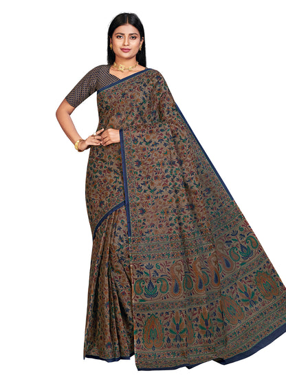 PANETAR Brown Printed Pure Cotton Saree