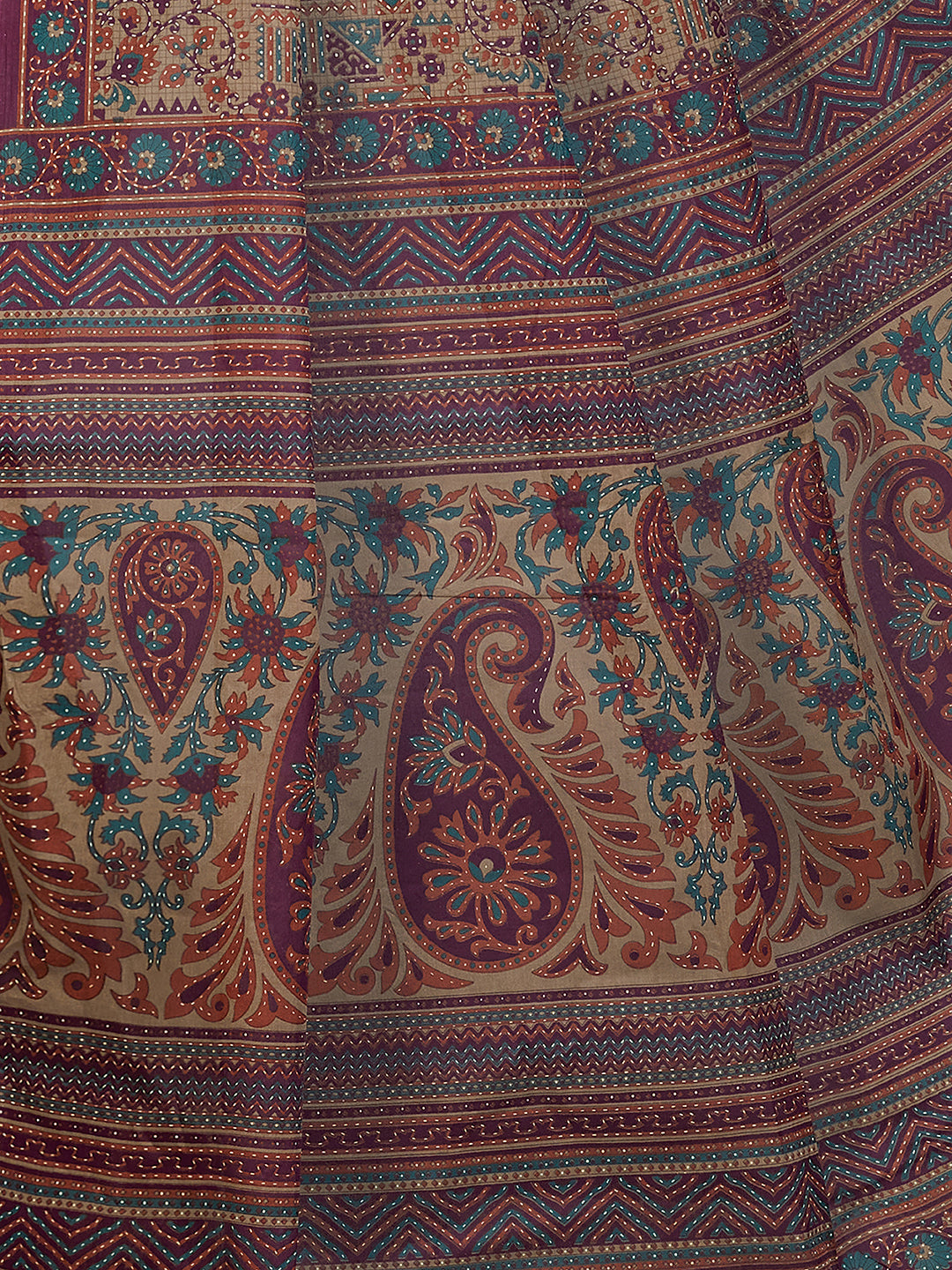 PANETAR Brown Printed Pure Cotton Saree