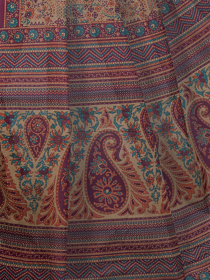 PANETAR Brown Printed Pure Cotton Saree