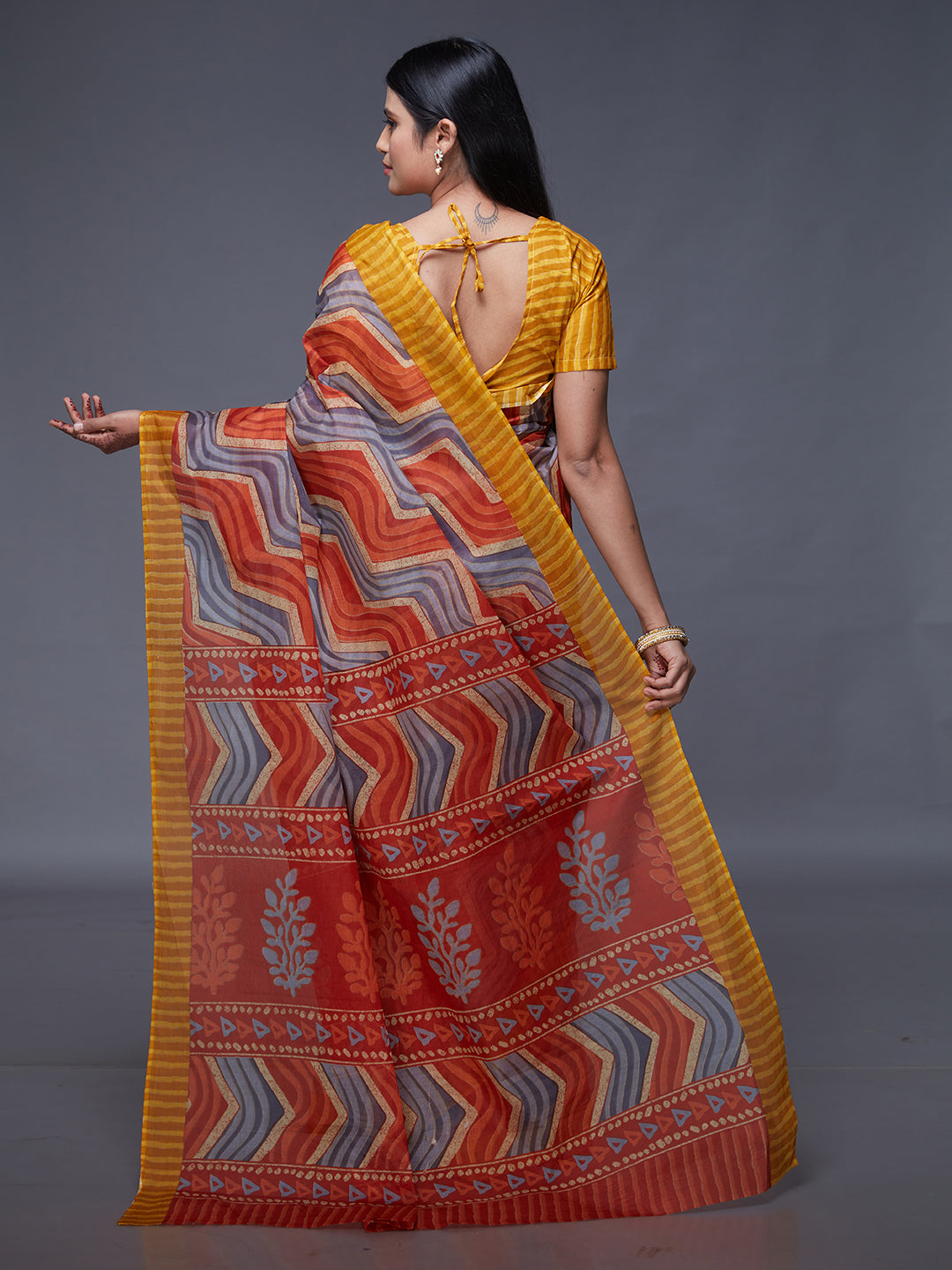 PARINITA Yellow Leheriya Printed Pure Cotton Saree