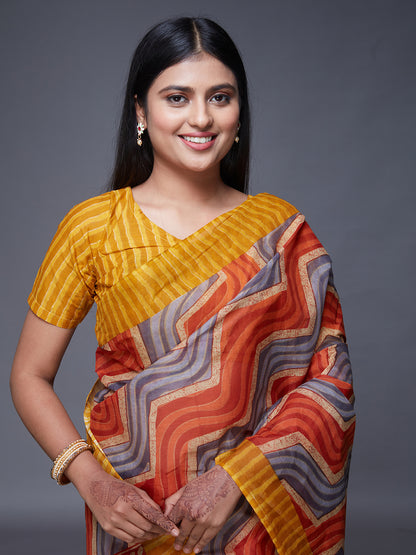 PARINITA Yellow Leheriya Printed Pure Cotton Saree