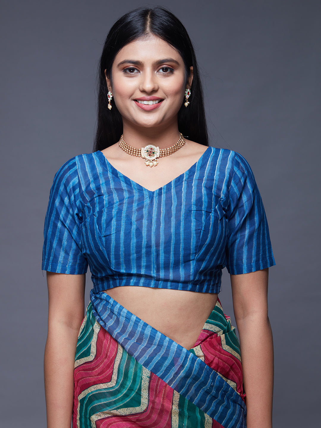 PARINITA Blue Leheriya Printed Pure Cotton Saree