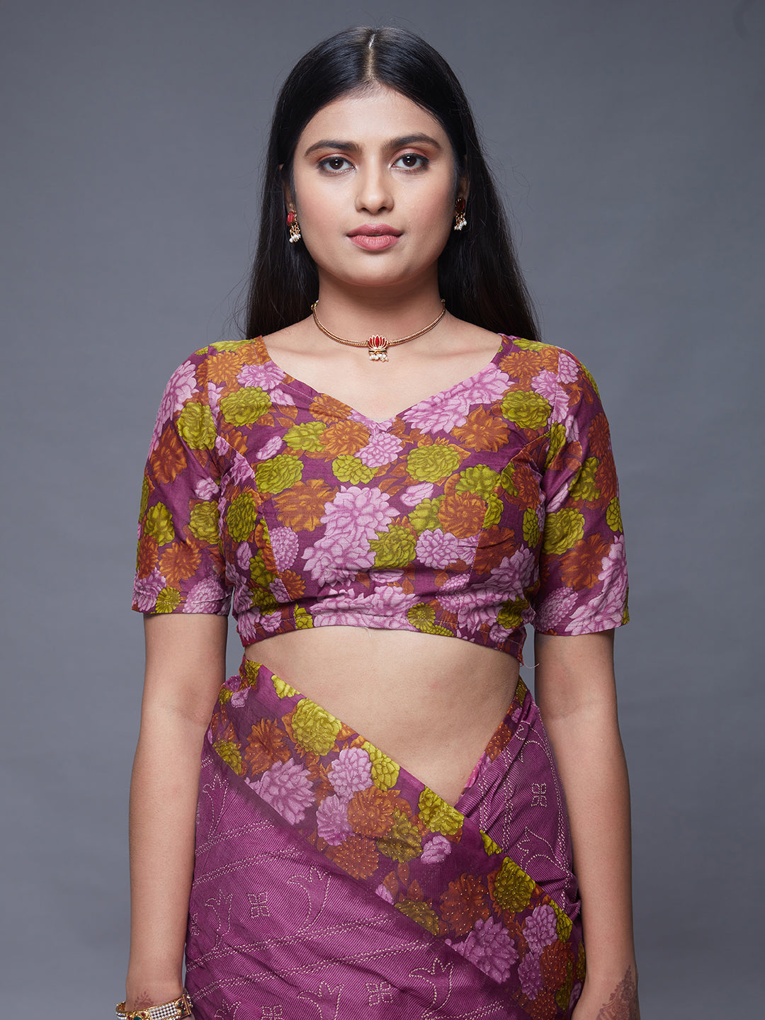SUMANGALI Pink Printed Pure Cotton Saree