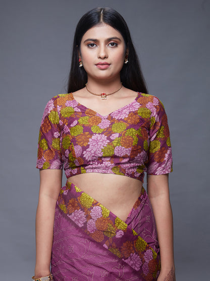 SUMANGALI Pink Printed Pure Cotton Saree