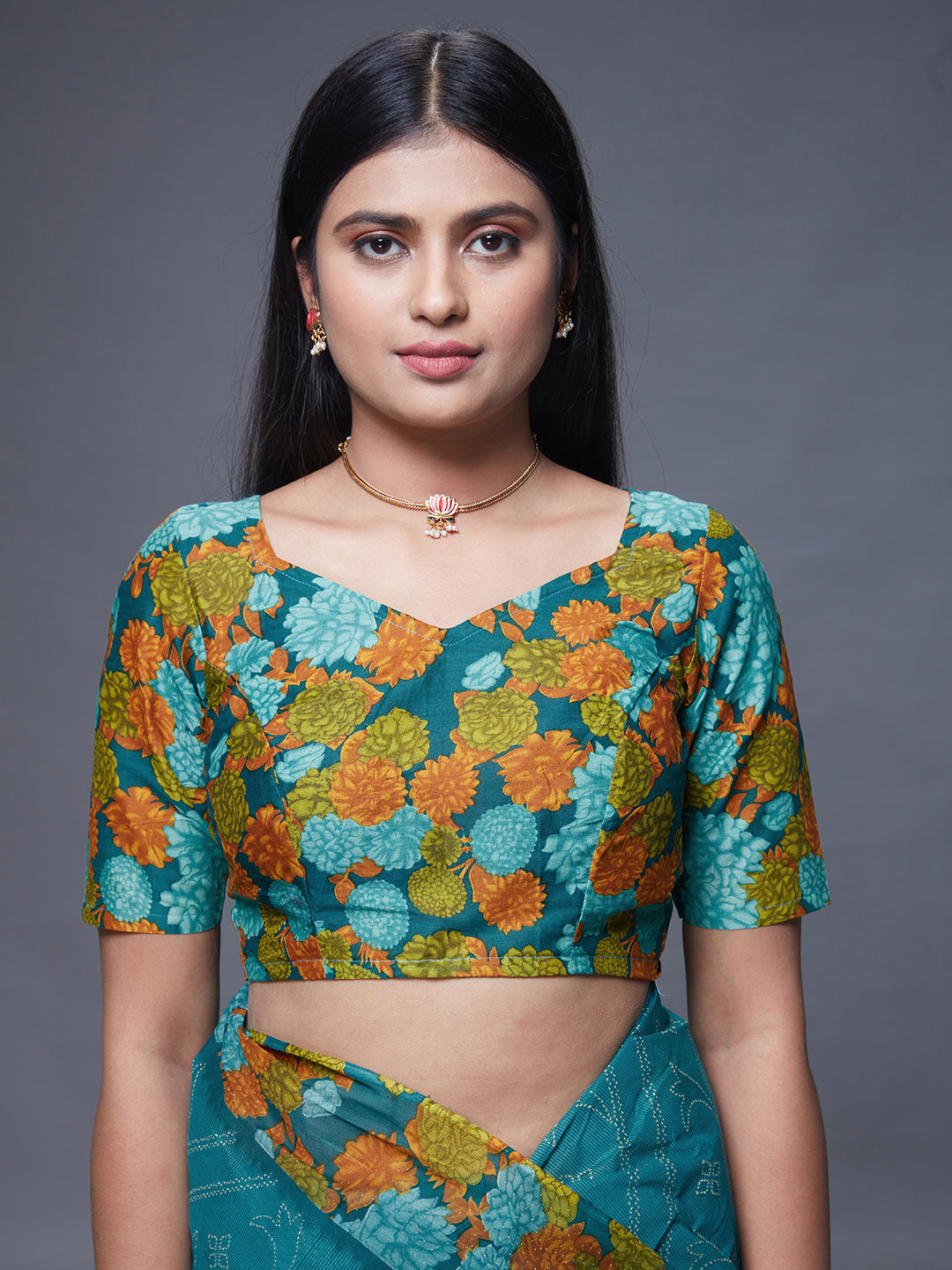 SUMANGALI Green Printed Pure Cotton Saree