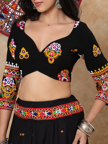 Black Georgette Sweetheart Neck Readymade Blouse