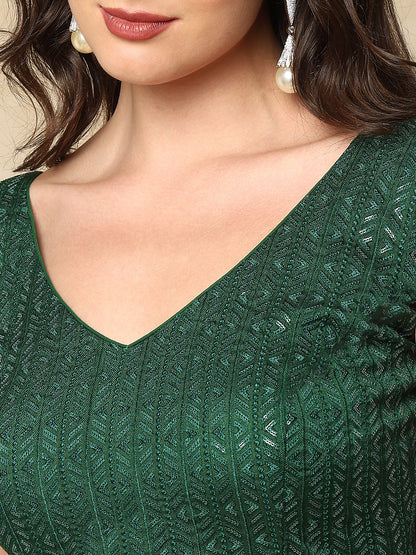 Bottle Green Georgette Sleeveless Readymade Padded Blouse