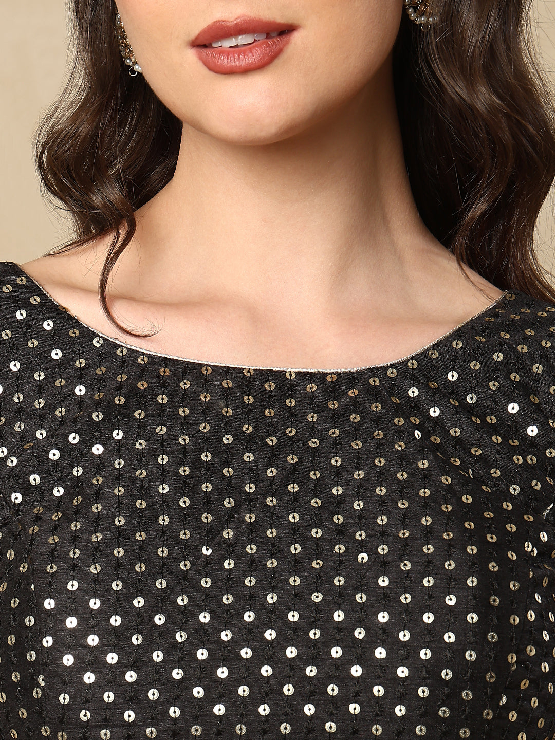 Black Silk Embroidered Sleeveless Blouse