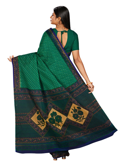 KERALA BEAUTY Green Printed Pure Cotton Saree