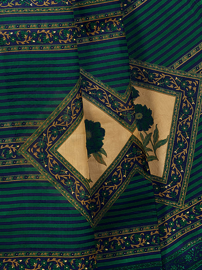 KERALA BEAUTY Green Printed Pure Cotton Saree