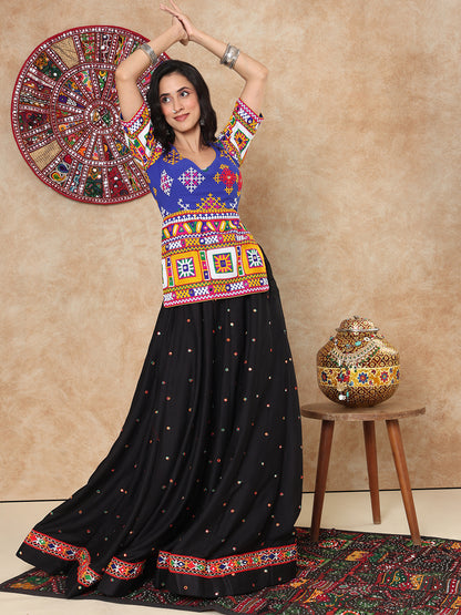 Blue Georgette Round Neck Readymade Choli Blouse