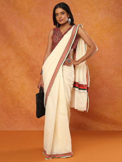 Red Pure Cotton Hand Block Printed Ajrak Sleeveless Readymade Blouse