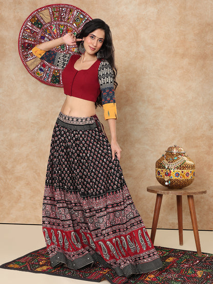 Maroon Cotton Round Neck Readymade Blouse