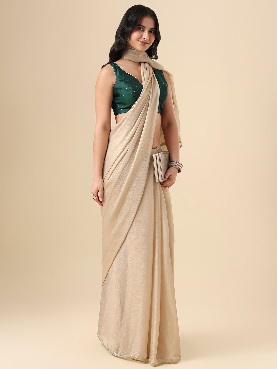 Green Silk Sweetheart Neck Readymade Blouse
