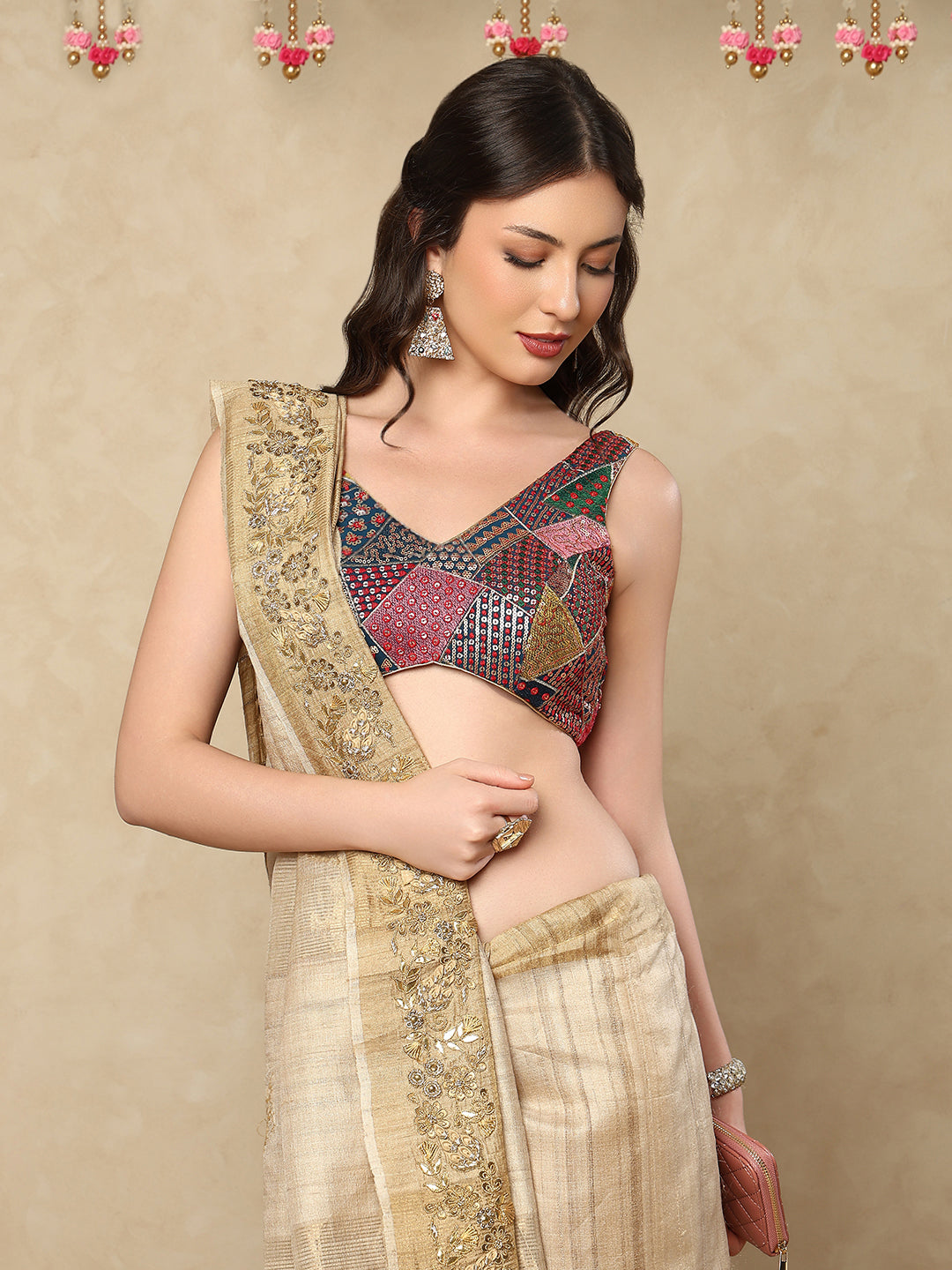 Blue Georgette Sleeveless Readymade Padded Blouse