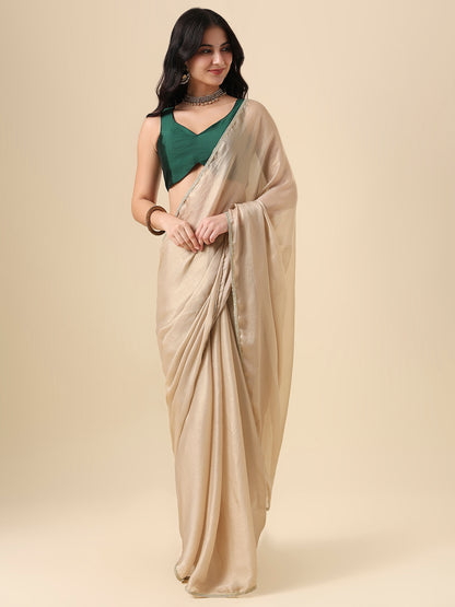 Green Silk Sleeveless Readymade Blouse