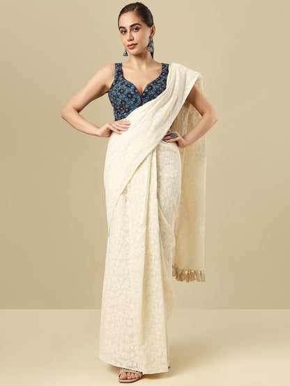 Blue Pure Cotton Ajrakh Hand Block Printed Readymade Blouse