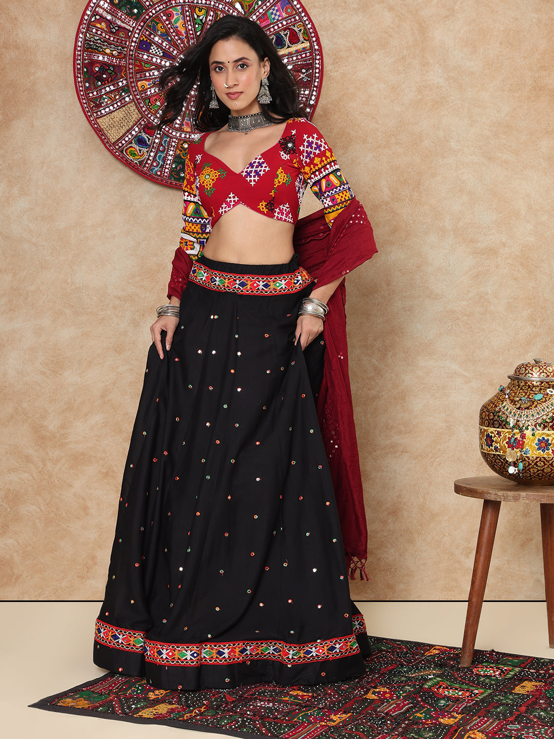Maroon Georgette Sweetheart Neck Padded Readymade Blouse