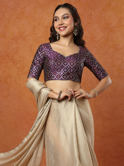 Purple Brocade Sweetheart Readymade Blouse