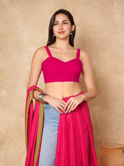 Pink Pure Cotton Sleeveless Readymade Blouse