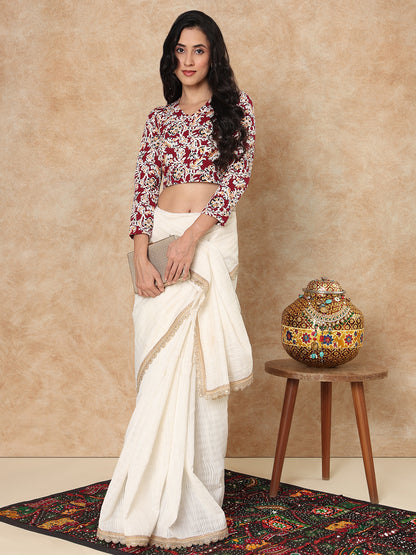 Multicolour Cotton Kalamkari Stretchable Readymade Blouse
