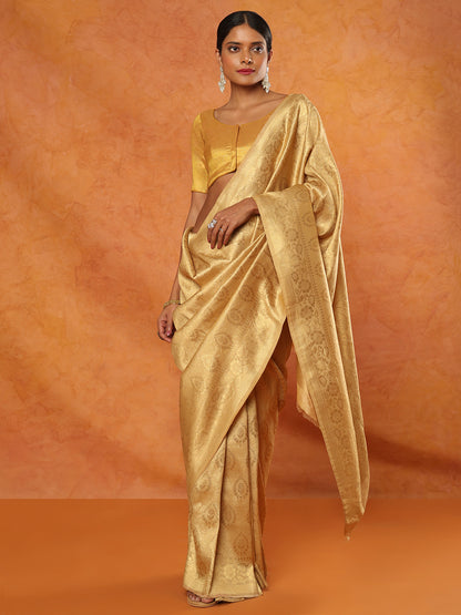 Gold Tissue Round Neck Readymade Blouse