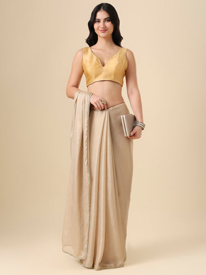 Gold Silk Sweetheart Neck Readymade Blouse