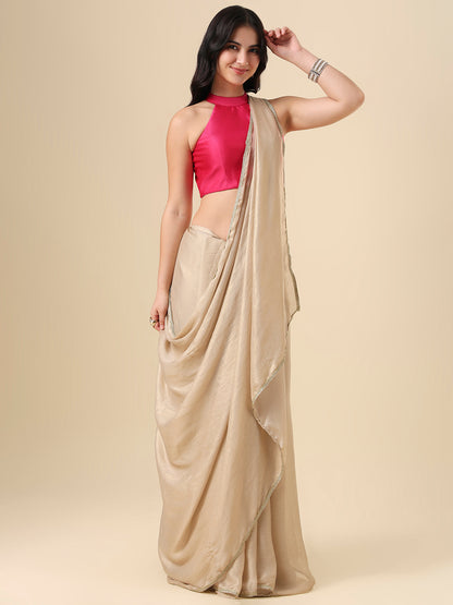 Pink Silk Halter Neck Readymade Blouse