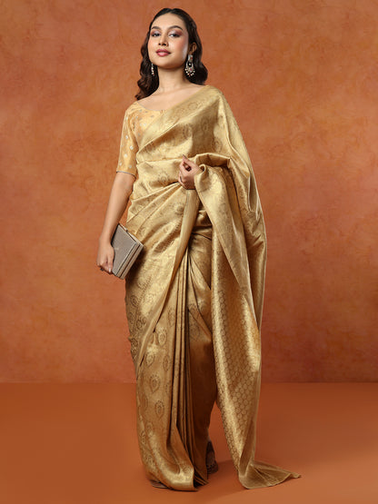 Copper Tissue Round Neck Readymade Blouse