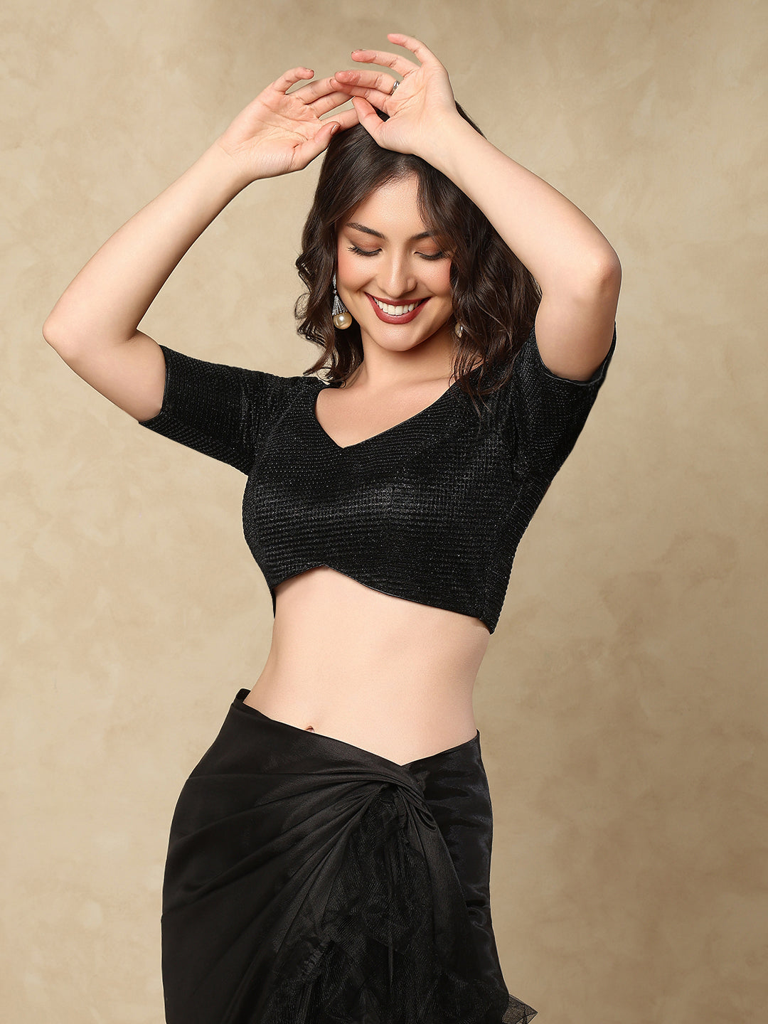 Black Sweetheart Neck Neck Readymade Blouse