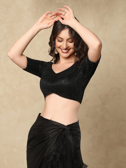 Black Sweetheart Neck Neck Readymade Blouse