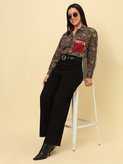 Multicolor Cotton Printed Oversized Casual Shirt