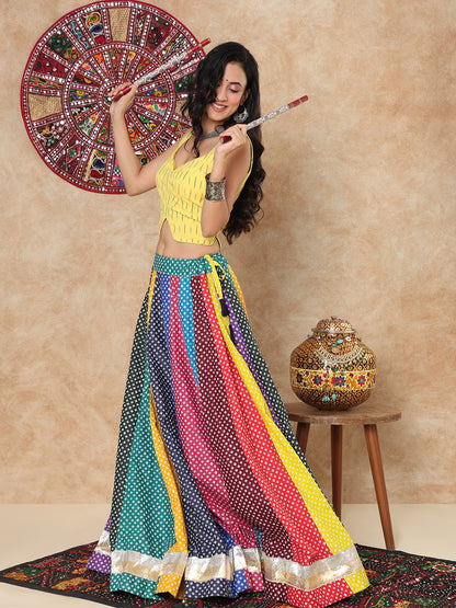 Yellow Cotton Ikat Sweetheart Neck Readymade Blouse