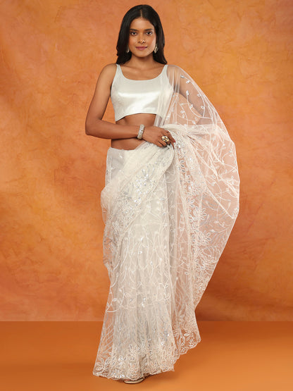 Silver Tissue Sleeveless Readymade Blouse