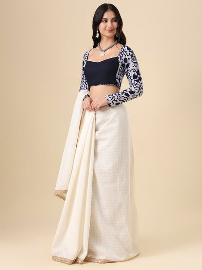 Blue Pure Cotton Batik Printed Readymade Blouse