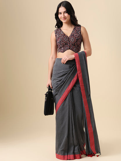 Black Ajrakh Waistcoat Sleeveless Readymade Blouse