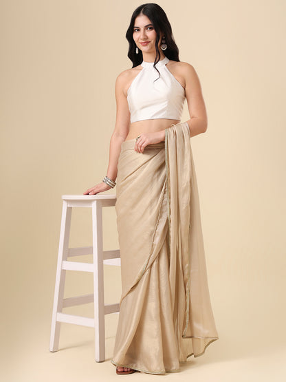 White Halter Neck Readymade Blouse
