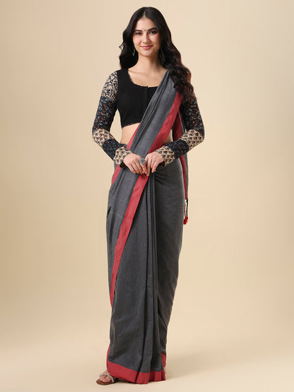 Black Pure Cotton Ajrakh Hand Block Printed Readymade Blouse