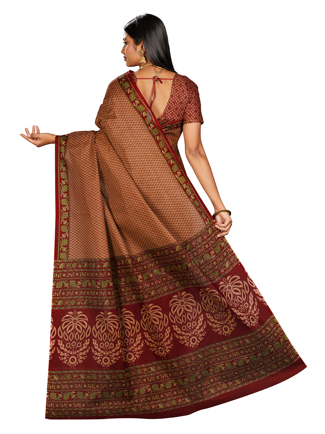 NIHARIKA Rust Printed Pure Cotton Saree