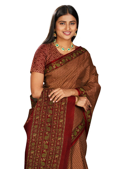 NIHARIKA Rust Printed Pure Cotton Saree