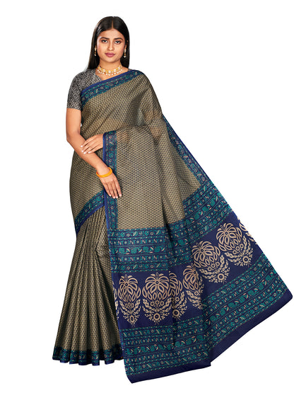 NIHARIKA Grey Printed Pure Cotton Saree