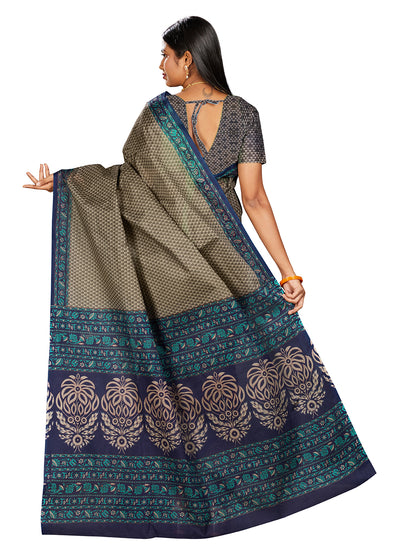 NIHARIKA Grey Printed Pure Cotton Saree