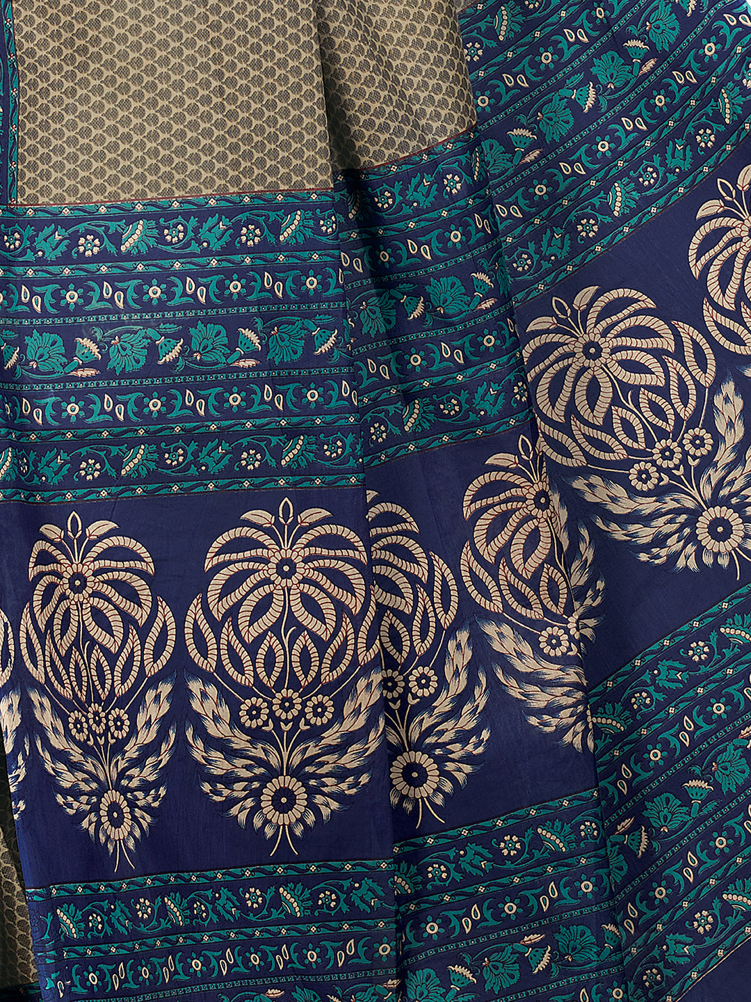 NIHARIKA Grey Printed Pure Cotton Saree