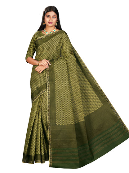 NIHARIKA Olive Printed Pure Cotton Saree