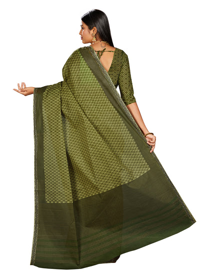 NIHARIKA Olive Printed Pure Cotton Saree