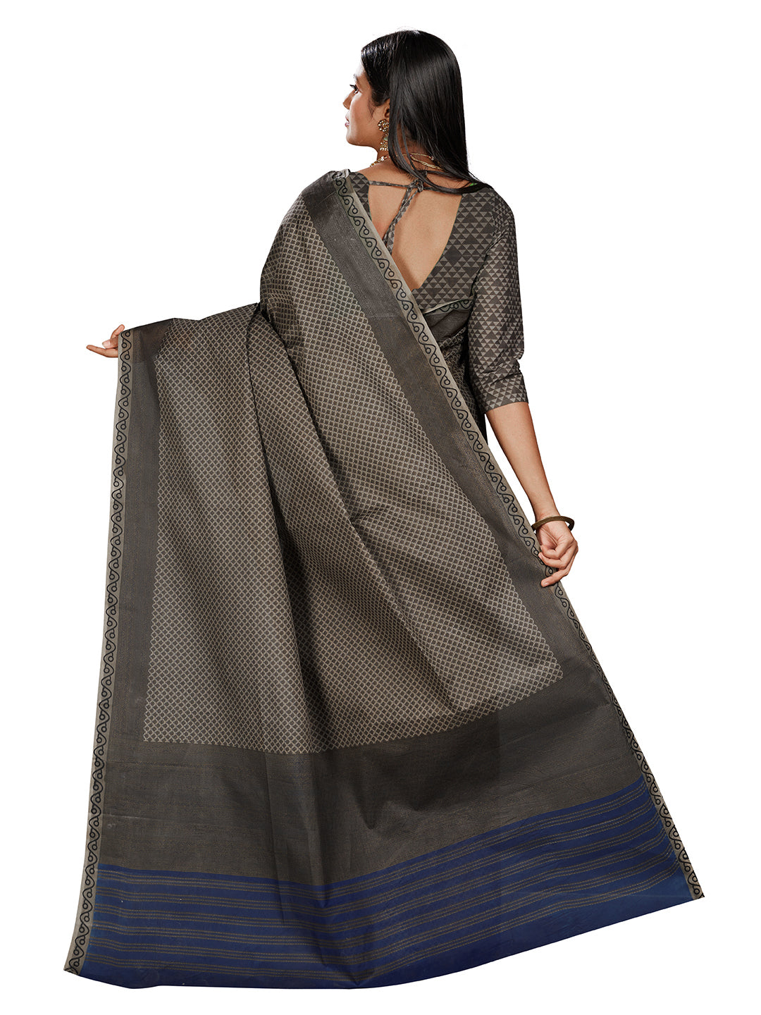 NIHARIKA Grey Printed Pure Cotton Saree
