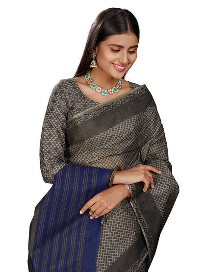 NIHARIKA Grey Printed Pure Cotton Saree
